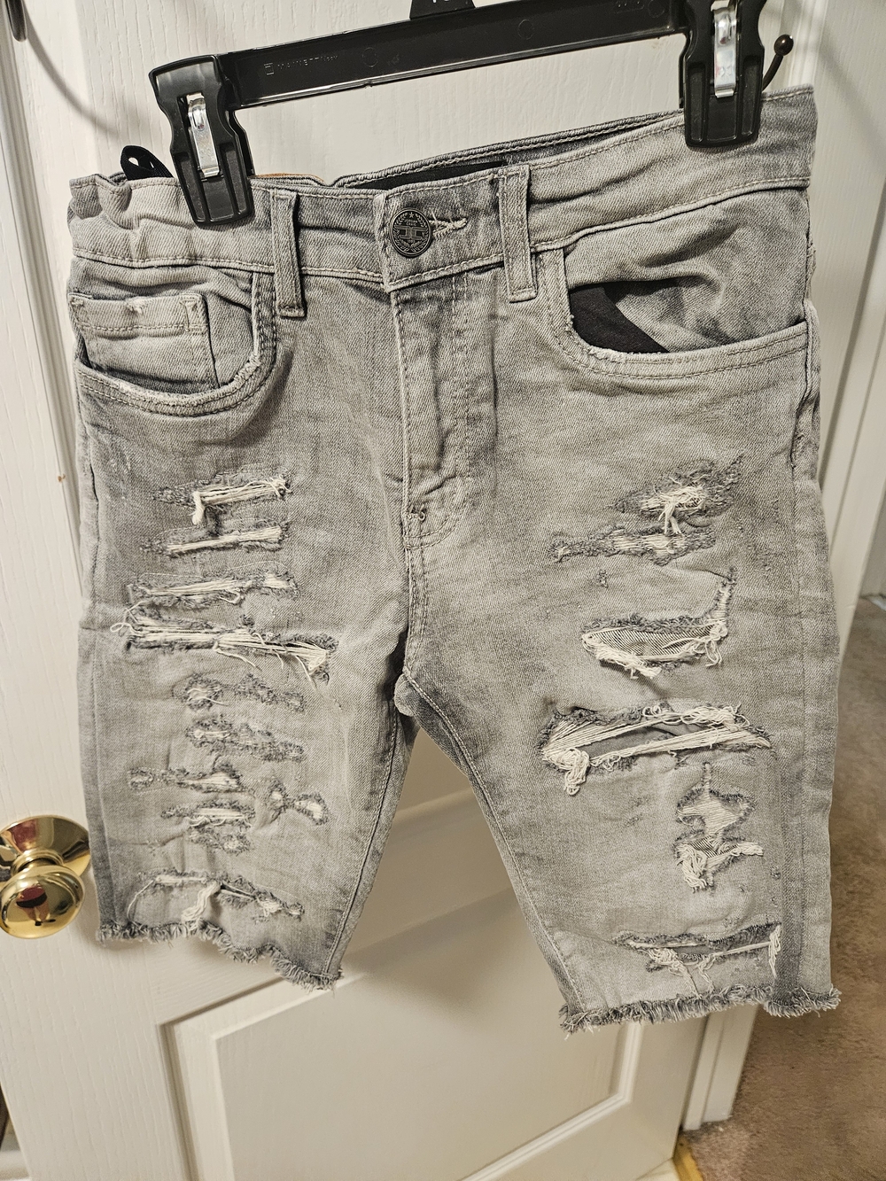 Jordan Craig Boys Distressed Grey Denim Shorts
